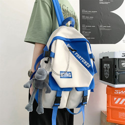 School Bag for Men ins Trendy Japanese Style Simple Large Capacity Junior High School High School College Students Color-Blocking Backpack for Women