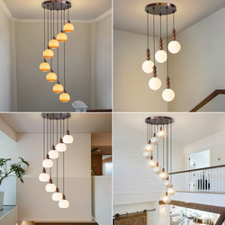 Staircase Chandelier with a Mid-Century Modern Minimalist Style, Suitable for Duplex Spaces, with a Rotating Design for Open Stairwells, Loft, and a High-End Feel, Long-Line Staircase Lighting