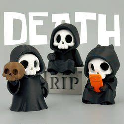 Q-Version Cartoon Grim Reaper Skull Decoration Desktop Right-Angle Ornament Doll Trendy Toy Case Figurine Gift Suitable for Car Use