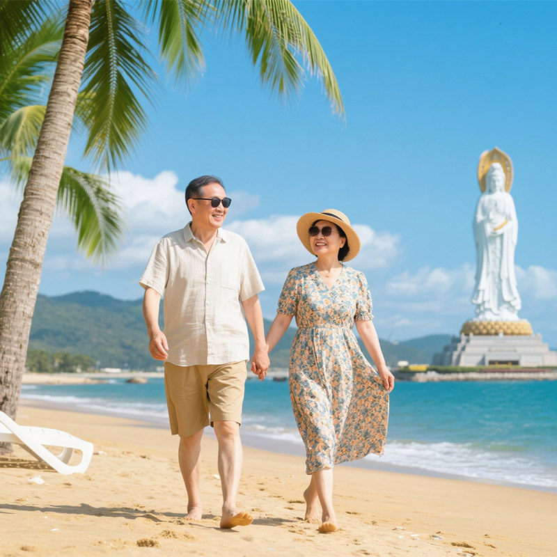 海南环岛游海口6天5晚跟团游三亚万宁博鳌海花岛南山西岛爸妈康养