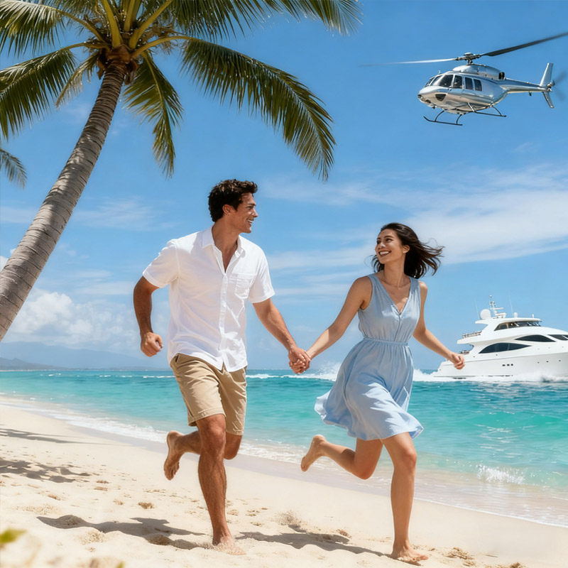 三亚旅游4天3晚跟团游1单1团私家团蜈支洲岛游艇直升机海南蜜月游