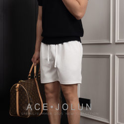 White texture casual quarter shorts men's summer 2025 summer thin outer wear breathable sports beach pants