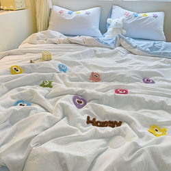 Class a Maternal and Infant Grade Towel-Embroidered Washed Cotton Summer Quilt Four-Piece Set, Summer Air-Conditioning Quilt, Double Bed 2025 New Model Quilt