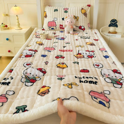 Milk Velvet Mattress Pad for Dormitory Students, Single 90X190 Coral Fleece Bed Sheet, Thickened Mattress Cover, Bed Pad