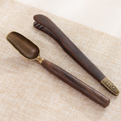 Kung Fu Tea Set Accessories Black Sandalwood Tea Tongs Three-Piece Set Non-Slip Tweezers Tea Spoon Tea Cup Tea Leaf Clip Tea Picker