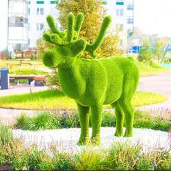 Large animal and plant craft sculptures artificial outdoor park square grass sculpture landscape simulation green sculpture shape combination