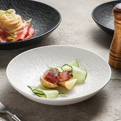 Personalized Deep Ceramic Fruit Plate, Creative White Household Dish Plate, Soup Plate, Tableware Plate, High-End Dining Plate, Commercial Use