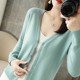 100 pure fashionable cardigan jacket for women knitted base shirt V-neck spring 2025 new style short sweater for women