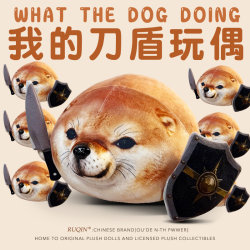 My Knife and Shield Dog Plush Toy Pillow, Quirky Abstract Birthday Gift for Girls to Give to Best Friends or Boyfriends, Small and Practical