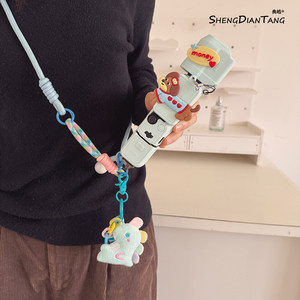 Cute apple dachshund suitable for DJI pocket3 protective shell lanyard cartoon body silicone cover display gimbal lens protective cover camera handle protective cover accessories 2025 new