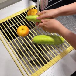 Cream yellow kitchen drain rack, dishes, chopsticks, sink side bowl rack, silicone storage rack, multi-functional storage and organization rack