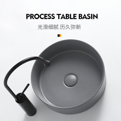 Gray Round Countertop Ceramic Washbasin Small Size Wash Basin for Home Hotel Inn Bathroom Basin