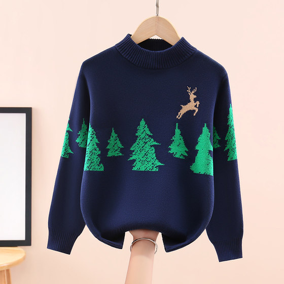 
2026 new boys' sweaters, children's medium and large boys' autumn and winter velvet thickened spring Korean style sweaters