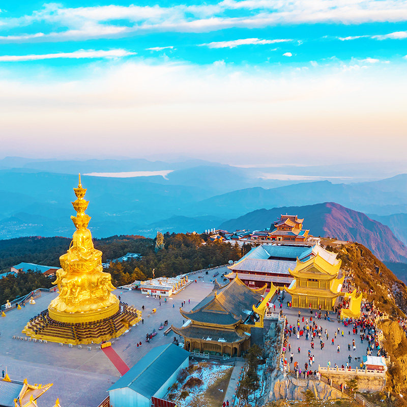 四川成都到峨眉山一日游纯玩乐山大佛黄龙溪古镇金顶跟团游旅游