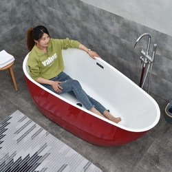 Arrow Lake Acrylic Bathtub for Home Use, Freestanding 1.3m - 1.7m Internet-Famous Egg-Shaped Bathtub for Hotels and Guesthouses