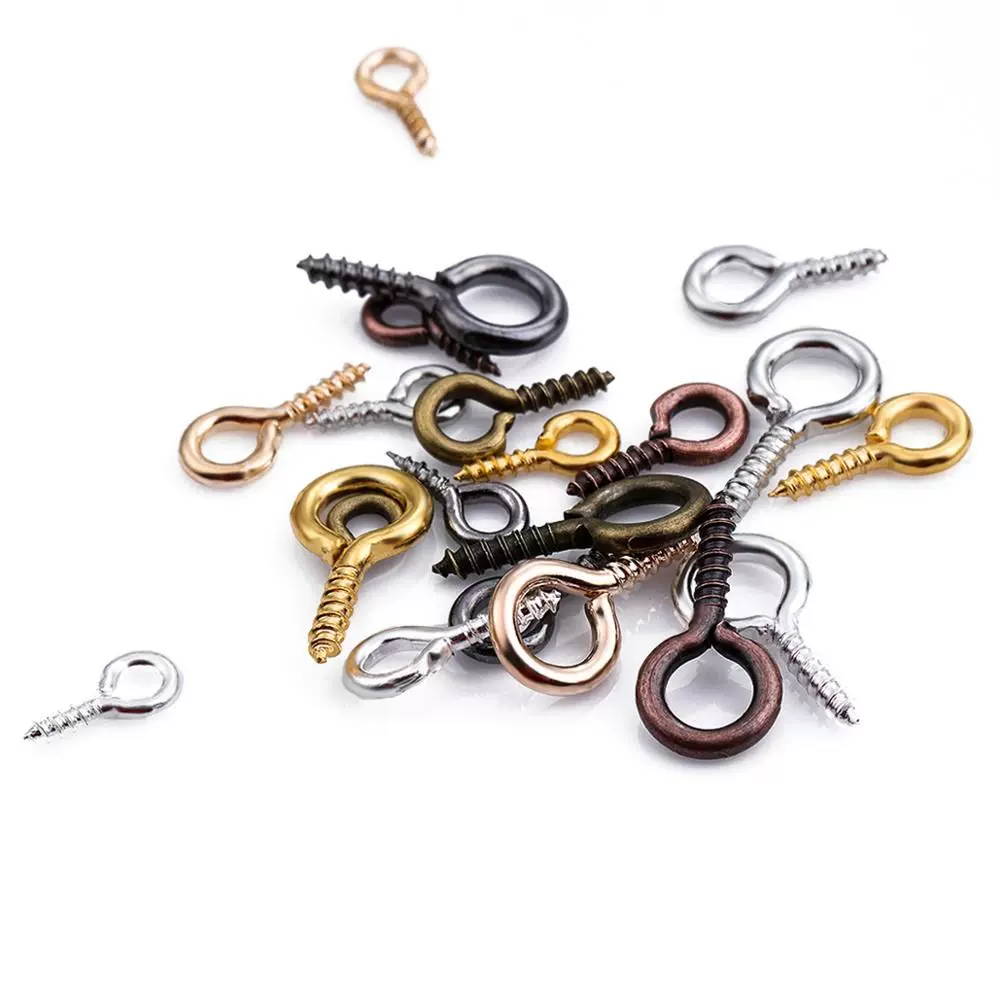 200pcs Small Tiny Mini Eye Pins Eyepins Hooks Eyelets Screw