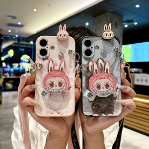 
Fortune Labubu is suitable for Honor 10 mobile phone case 9i girl new 20s cartoon three-dimensional lying down 30s crossbody rope Honor 50se all-inclusive 60pro anti-fall 70se silicone 80gt set