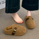 
Thick-soled Birkenstock shoes, toe-toe furry slippers for women, 2025 autumn and winter new style lazy one-leg plus velvet cotton slippers