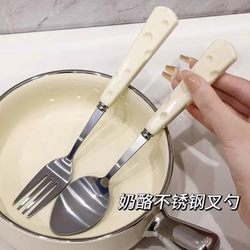 Cheese Fork and Spoon Cutlery Set, Dessert Spoon Cutlery Set, High-End Home Western-Style Two-Piece Set