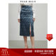 YLLE ELLY tiger pattern printed skirt 2023 early autumn new invisible zipper high waist slit straight long skirt