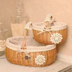 Spring Outing Picnic Basket, Hand-Held Basket, Bamboo Woven Imitation Rattan Basket, Handmade Vegetable Basket, Trendy Outdoor Picnic Camping Basket