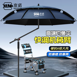 Benno Fishing Umbrella 2025 New Model Outdoor Sunshade and Rainproof Large Fishing Umbrella Thickened Black-Coated Umbrella Special for Fishing