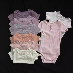 
2024 Spring and Summer Nordic Style Orchid Modal Cotton Super Comfort Baby Baby Short Sleeve Onesie Climbing Clothes