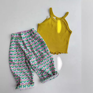 25 summer custom pippi versatile series--girls and girls baby pure cotton plaid floral mosquito-proof trousers