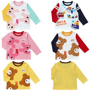 
23 autumn new Japanese children's clothing for boys, girls and children's children's baby cartoon bear rabbit cotton long-sleeved T-shirt base shirt
