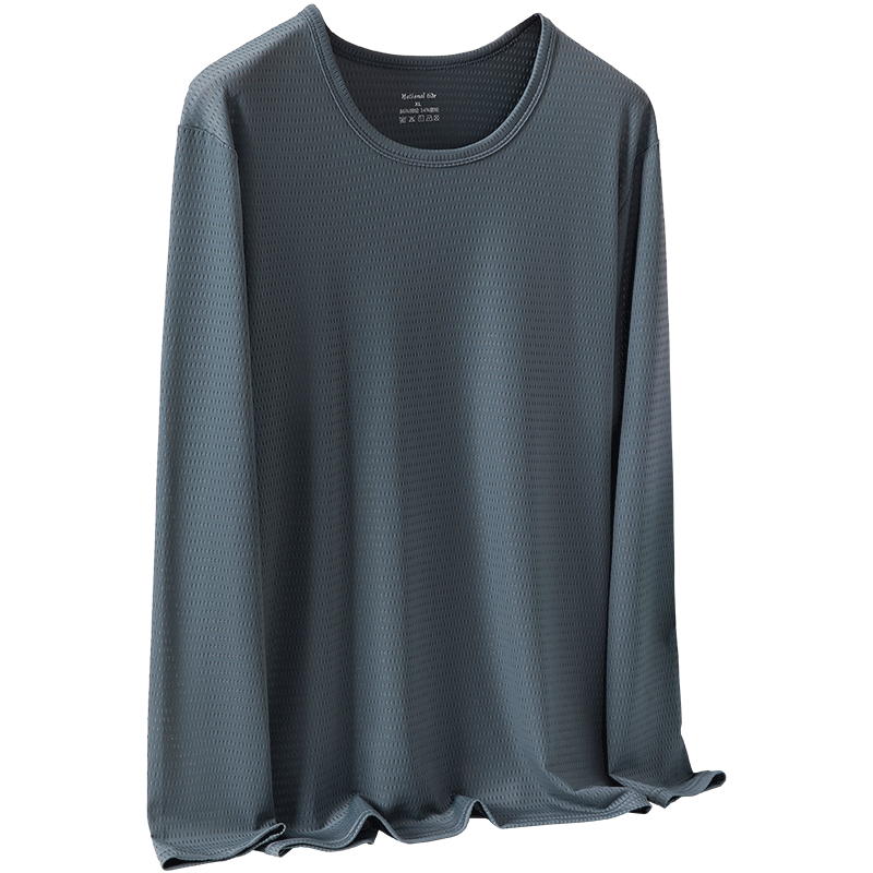 Ice Silk Long sleeved T-shirt for Men's Summer Thin, Loose, Breathable, Quickly Dried, Ice Feeling, Sunscreen, Air Conditioning Top, Outdoor Bottom