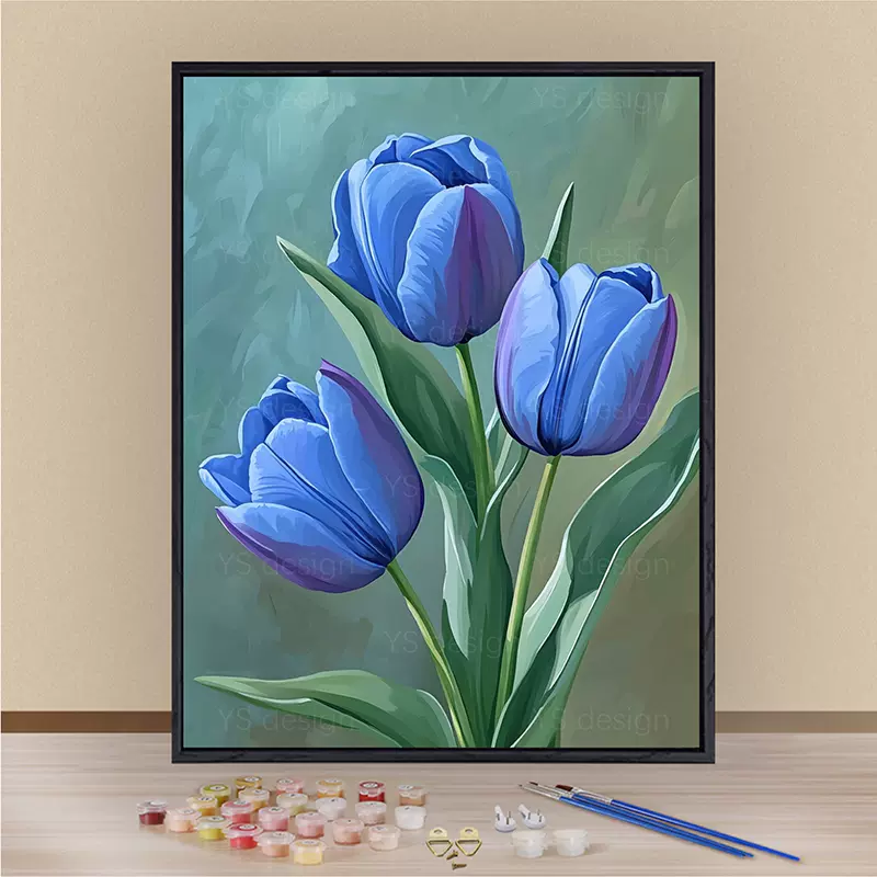 郁金香数字油画2024新款丙烯画diy填色手工填充成人涂色装饰