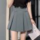 High -waist suit A -line skirt Female age reduction pleated skirt retro splicing versatile anti -light internal lining slim skirt
