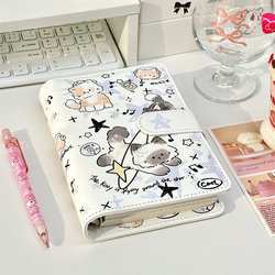 Ins Original Cute Star Kitty A6Pu Loose-Leaf Notebook with High Aesthetic Value, Detachable Soft Leather Notebook and Notepad
