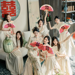 Morning Robe Photo Props for the Bride, Wedding Games, Bridesmaid Fan, Wedding Bride, Chinese-Style Wedding Fan, Wedding Reception Fan