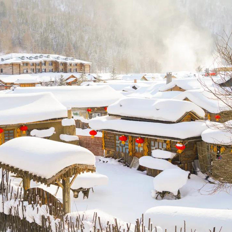 东北玩雪7日游小团哈尔滨雪乡长白山北景区延吉吉林雾凇万科滑雪