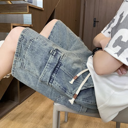 American-Style Denim Shorts for Men, New Summer Workwear Five-Point Pants, Casual Loose Straight Thin Mid-Length Pants