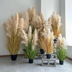 Fake Green Plants, Natural Reeds, Fake Flowers, Foxtail Grass, Indoor High-End Bionic Plant Landscape Ornaments, Floor-Standing Potted Plants for Decoration