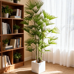 Artificial Green Plant Golden Mountain Palm High-End Light Luxury Decorative Ornament Indoor Artificial Plant Potted Tree for Living Room Floor-Standing Atmosphere Tree