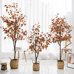 Nordic ins Style Artificial Eucalyptus Money Tree Fake Plant Floor-Standing Potted Decoration Bonsai Green Plant Ornament