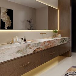 Four-Season Pink Green Slate Seamless Integrated Basin Bathroom Cabinet Combination Toilet Washbasin Face Washing Sink