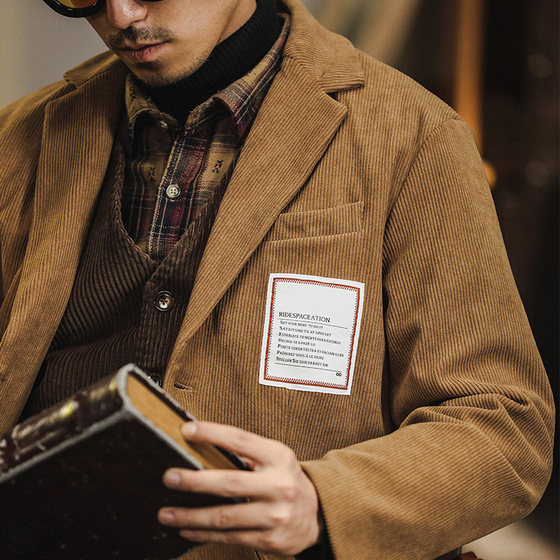 
High-end American retro casual suit jacket for men's spring and autumn fashion brand handsome British yuppie men's jacket