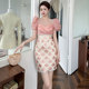 French light luxury sexy tube top collar dress, niche heavy worker sequin stitching high -end sensing temperament bag hip skirt