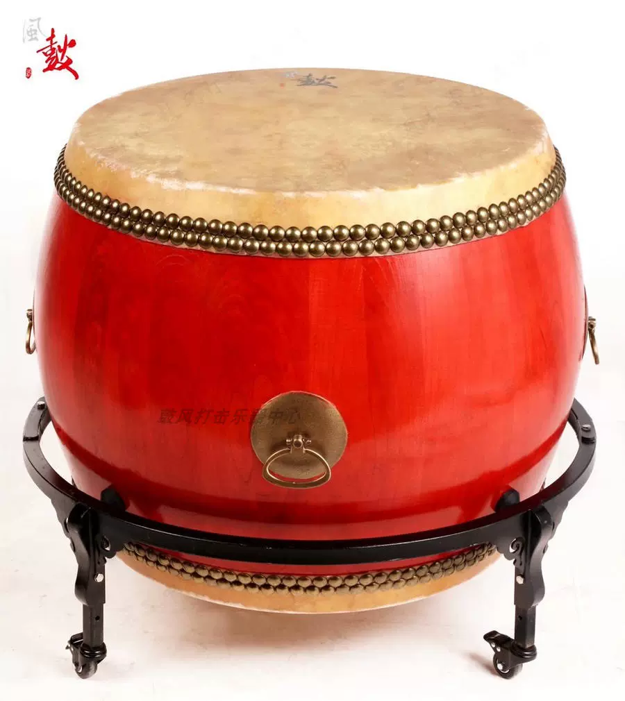 鼓 大鼓 楽天市場】大太鼓 (中) 赤牛皮 直径33c×高さ39cm バチ1本付き