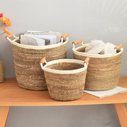 Creative Rattan, Straw, and Wicker Flower Baskets, Hand-Held Bird of Paradise and Areca Palm Planters, Special for Living Room Large Green Plant Pots for Home Use