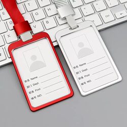 High-End Aluminum Alloy Badge Holder, Work Id Card Holder, Employee Id Card, Work Badge Lanyard, Neck Strap Production