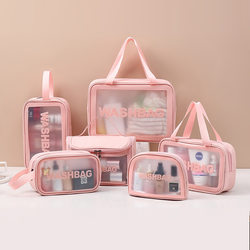 Cosmetic Bag with Large Capacity, Waterproof, Travel-Friendly, Transparent Pvc, Portable Toiletry Bag, High Aesthetic Appeal, New Trendy Model