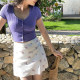 Lily Rose French white floral skirt A-line high-waisted slim print small skirt