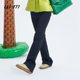 Suran WHM Spring Women's Fashionable Retro Pattern Thick Twill Elastic Cotton High Waist Flared Tender Trousers
