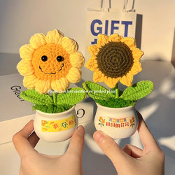 Sunflower Ornaments, Handmade Work Station, Office Desktop Decoration, Bouquet Weaving Finished Product, Small Gifts for Students and Girls