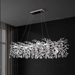 2025 Light Luxury Living Room Lamp, Dining Room Aluminum Alloy Crystal Lamp, Hall Bedroom Tree Branch Chandelier, Cross-Border New Model Lamp